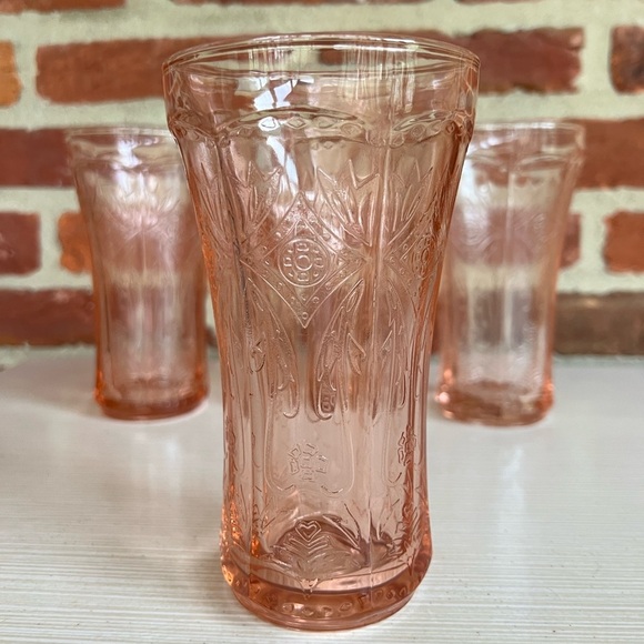 4 Indiana Depression Glass Pink Tumblers - Picture 2 of 6